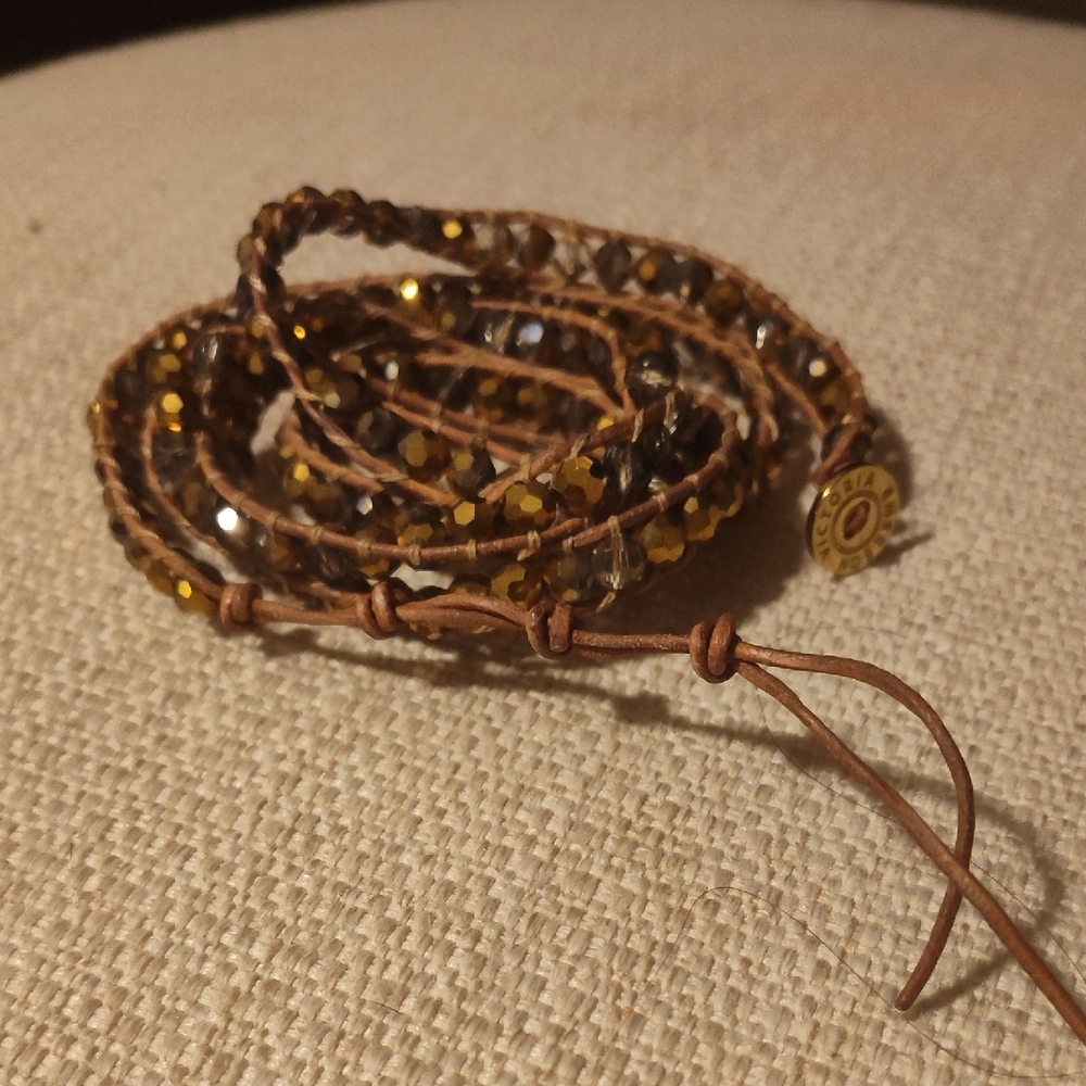 Elegant Brown and Gold Wrap Bracelet